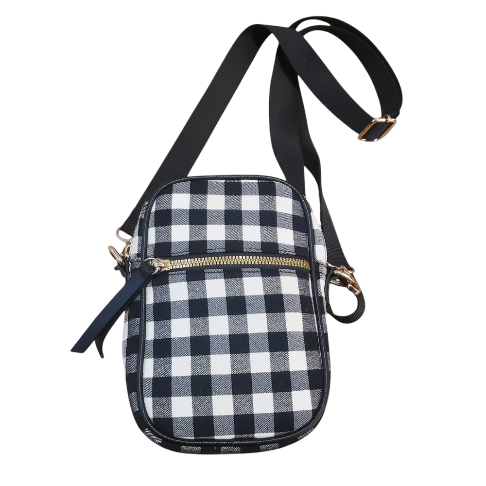 Like Dreams Black & White Gingham Women's Mini Crossbody Bag w/Gold Accents NWOT
